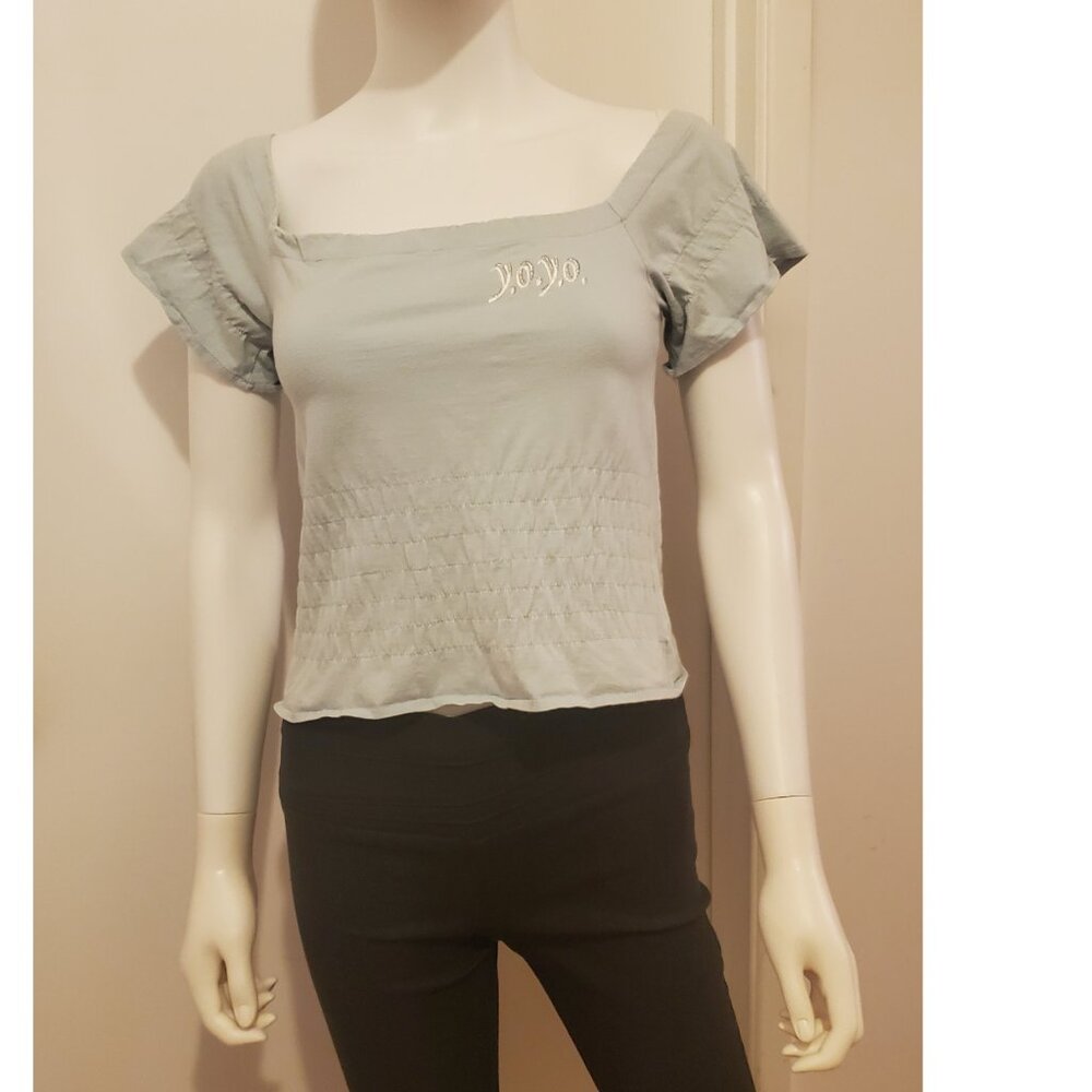 Light Blueish/Grey Ruffled Short Sleeved Top